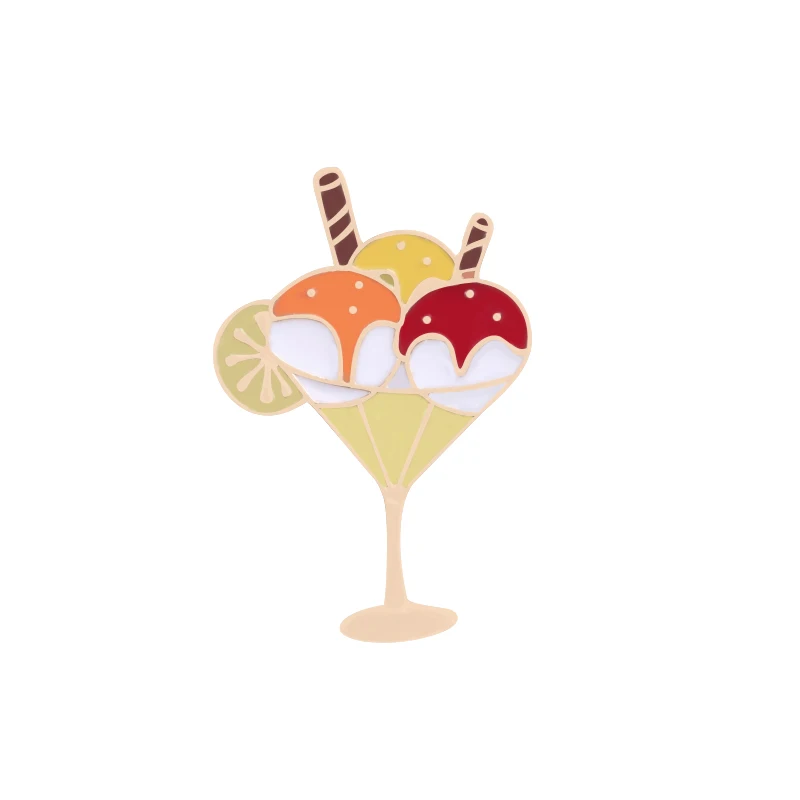 Ice cream ball Симпатичные десертные эмалированные булавки мороженое Кола торт эскимо брошка мультфильм для женщин девушка джинсовая рубашка нагрудные булавки Симпатичные значки ювелирные изделия - Окраска металла: Ice cream ball