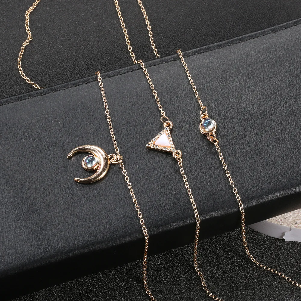 DIEZI Bohemia Gold Color White opal Clavicle Chain Necklace For Women Beach Boho Moon Pendant Fashion Vintage Jewelry | Украшения и