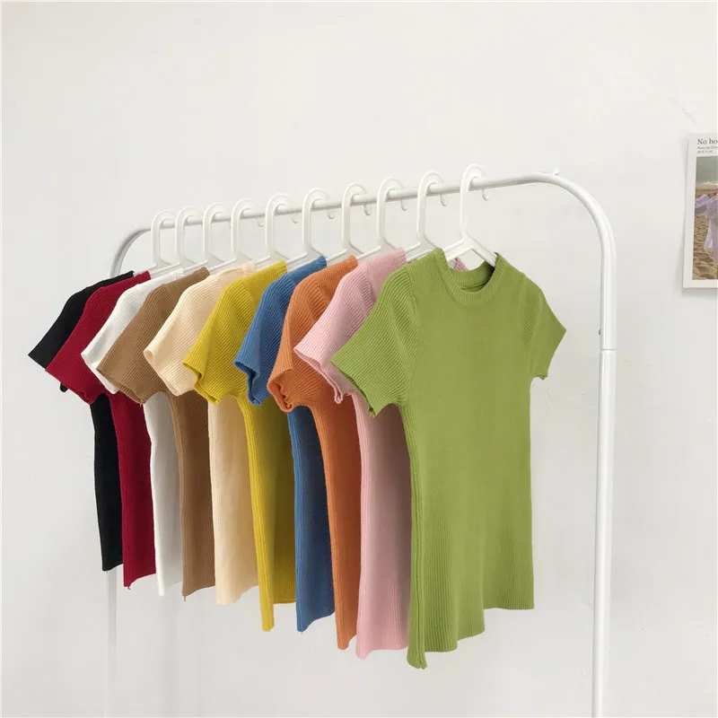 Fitaylor НОВАЯ Трикотажная футболка женская повседневная с коротким рукавом высокая