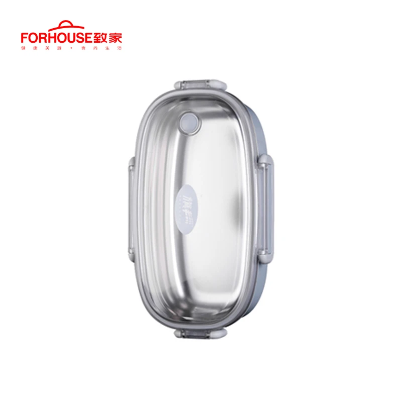 light blue lunch box Ланч-бокс из нержавеющей стали с пряжкой, контейнер для хранения еды Bento, Ланч-бокс, посуда для детей - Цвет: light blue lunch box