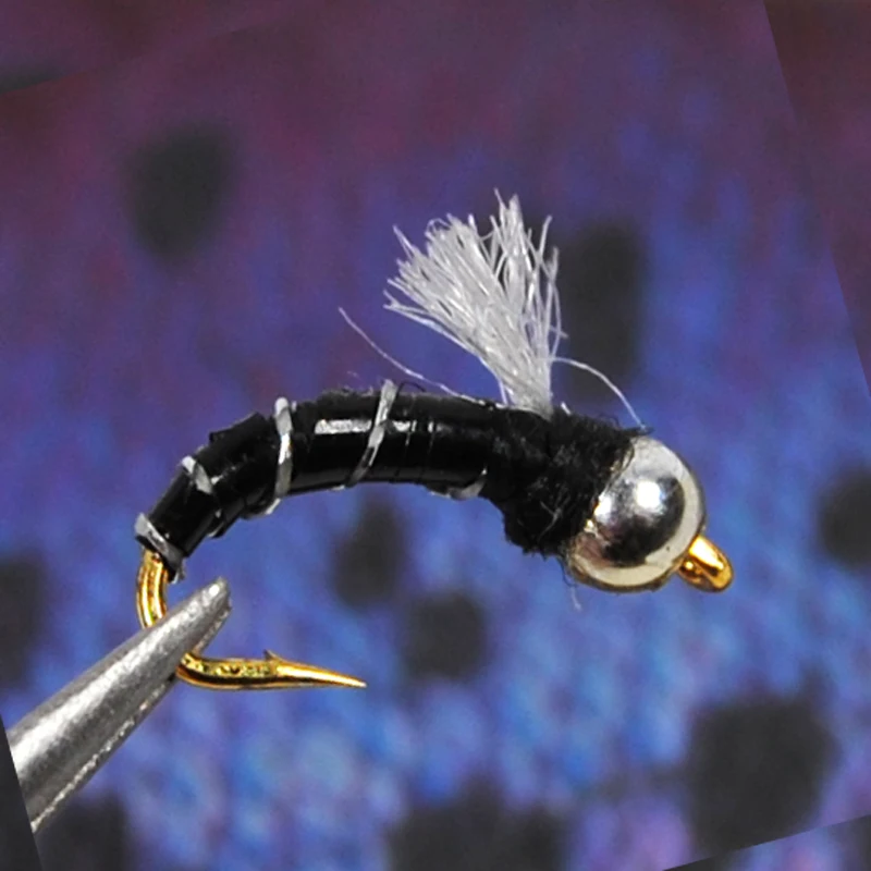 10 шт. #14 жужжков форель приманки Caddis голова шарика муха рыболовная черный Beadhead