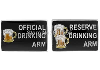 free shipping cufflinks 3pairslot black color novelty funny beer drinking design copper material men cufflinks whoelsaleretail