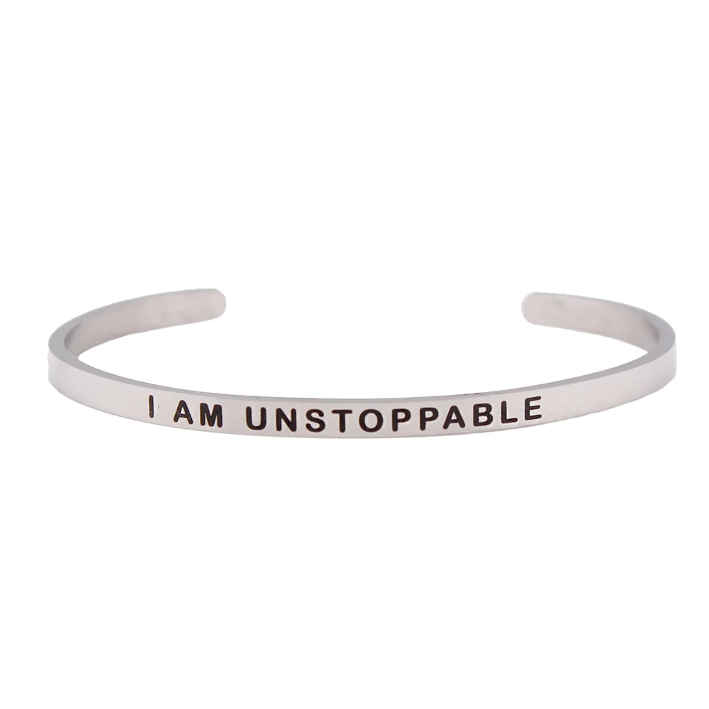 Браслет из нержавеющей стали I AM UNSTOPPABLE с гравировкой положительная