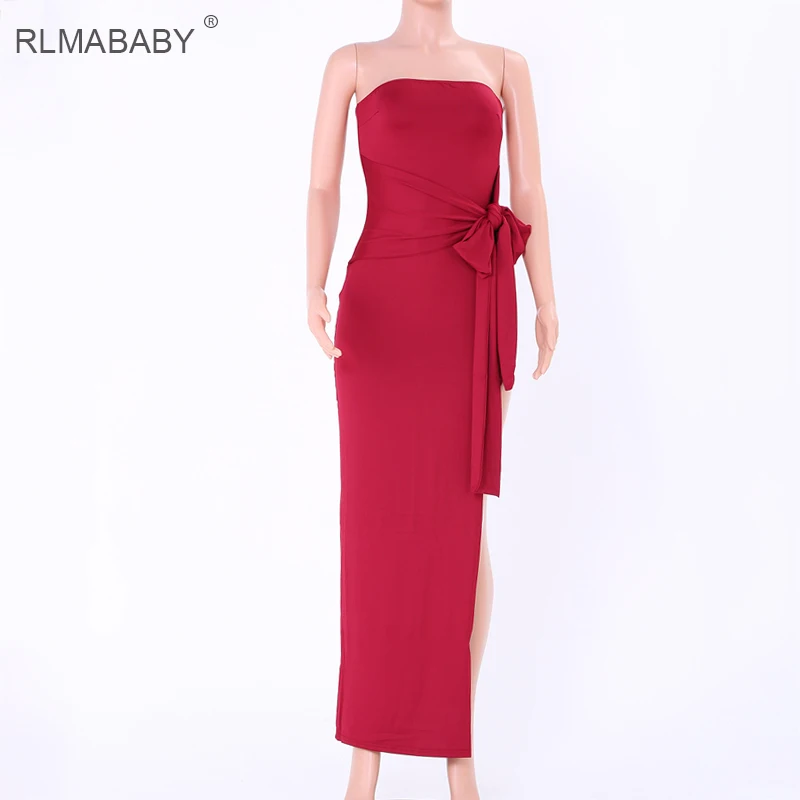 RlmaBaby пикантные Клубные вечерние макси с открытыми плечами летнее платье на шнуровке Разделение спинки Bodycon