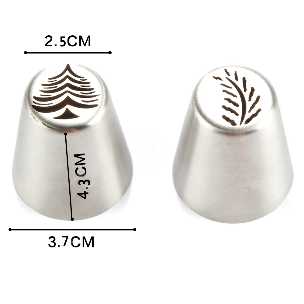2Pcs Christmas Tree Stainless Steel Pastry Baking Nozzle Cake Tools Decorating Tool Russian Leaf | Дом и сад