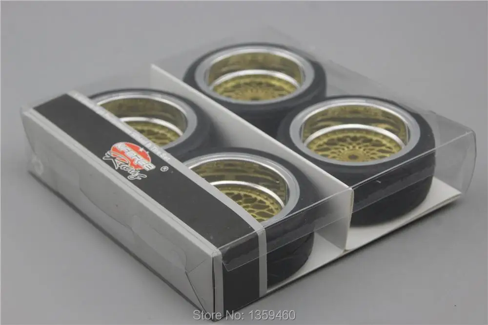 4 шт. 1/10 RC мягкий резиновый туристический обод колеса с шиной Y12CG (хром + покраска