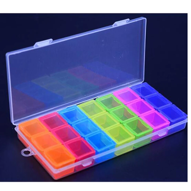 21 слота Алмазная вышивка коробка картина крестиком семь инструменты для цветов