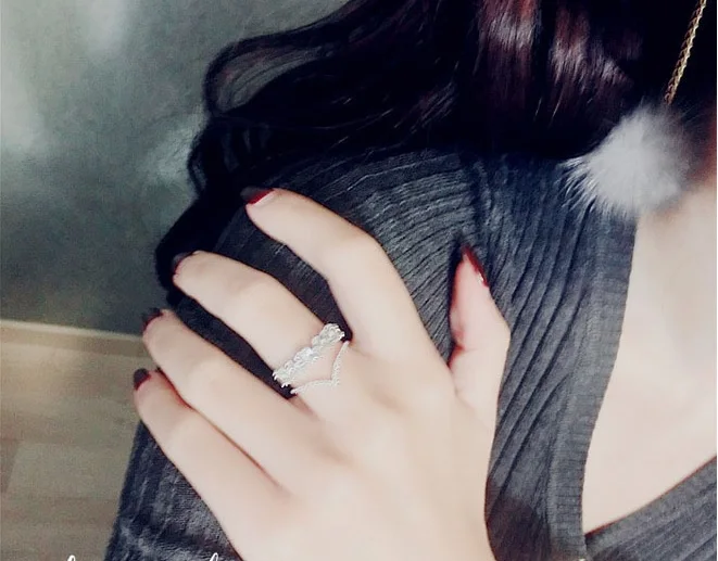 Сияющий Циркон двухслойные кольца для женщин 2020 новые модные ювелирные изделия