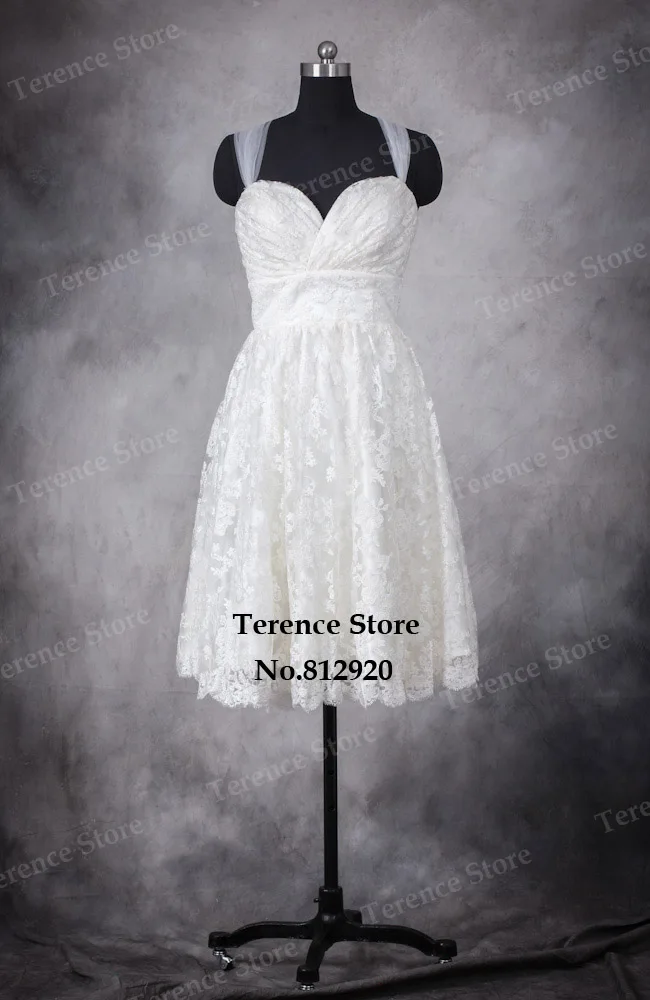 Terence реальный пляжный Повседневный Тюль длиной ниже колена кружевной|short wedding dress