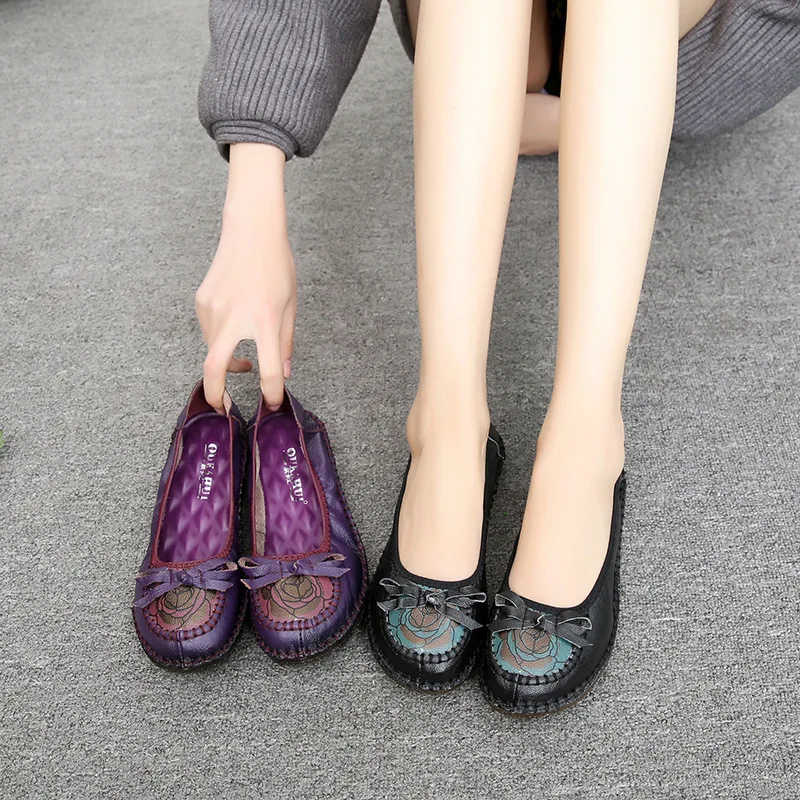 Женские туфли на плоской подошве Koovan весна-осень 2018 женская обувь из воловьей