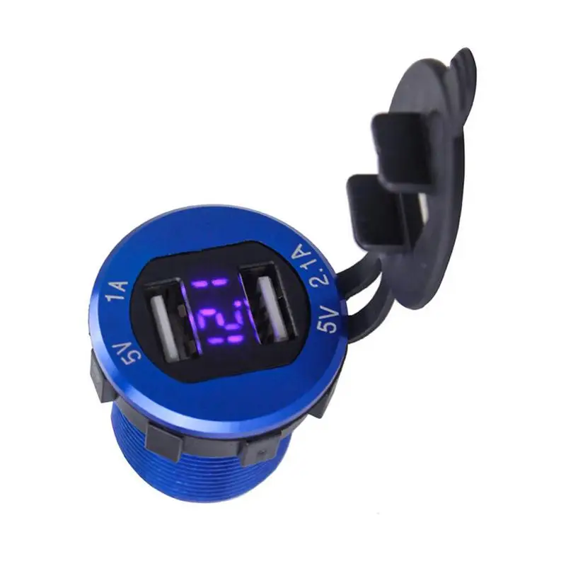 Blue 12 V/24 V двойной Порты и разъёмы в машину с USB, туманный распылитель, Зарядное устройство Мощность выход Алюминий автомобиль лодка мобильных телефонов для мобильных телефонов Напряжение метр для автомобиля мотоцикла - Название цвета: Blue