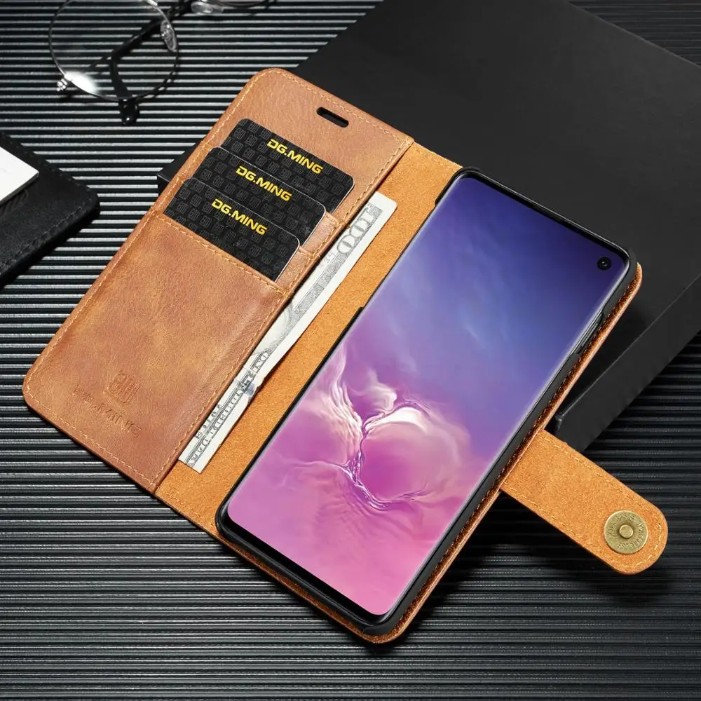 Для Samsung Galaxy S10 S9 S8 Plus винтажный Роскошный кожаный бумажник с подставкой съемный
