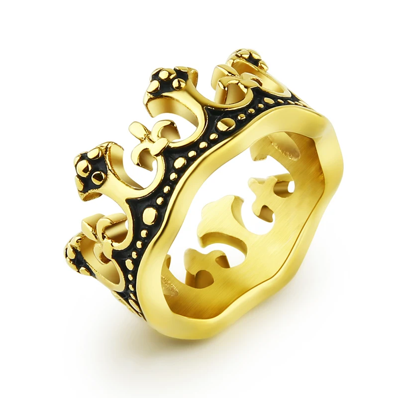 Мужские Винтажные кольца Готическая Корона серебряные титановые из нержавеющей