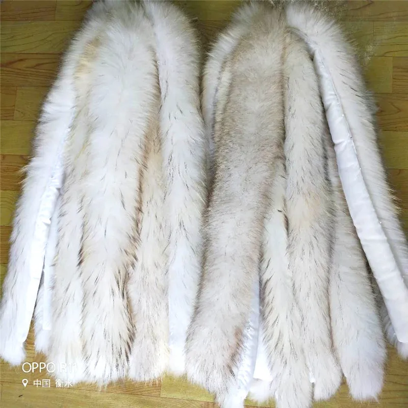 2019 Элитный бренд натуральный мех енота белый меховой воротник для женщин пальто