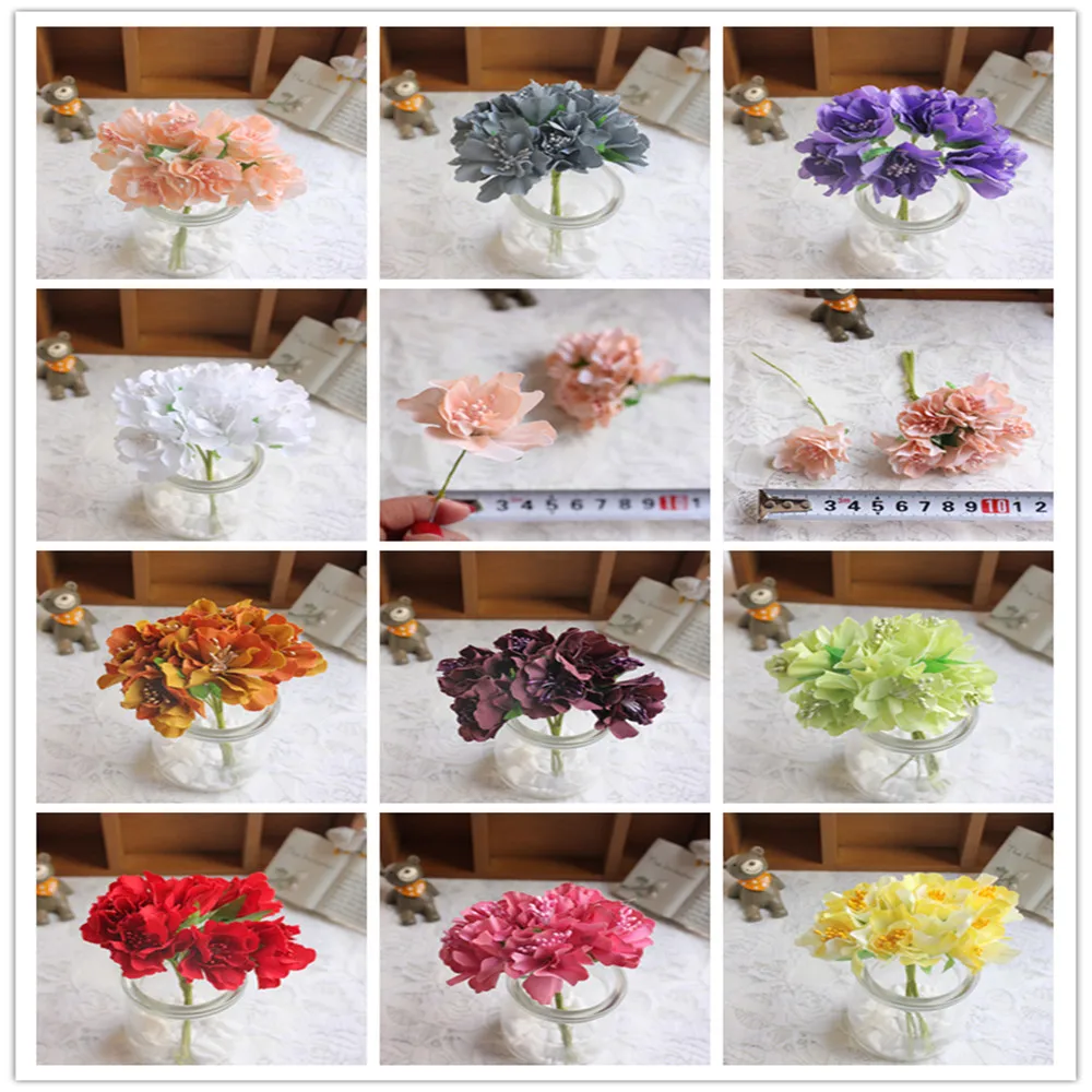 6 шт./лот искусственный букет из шелка розового цвета бумажные цветы для