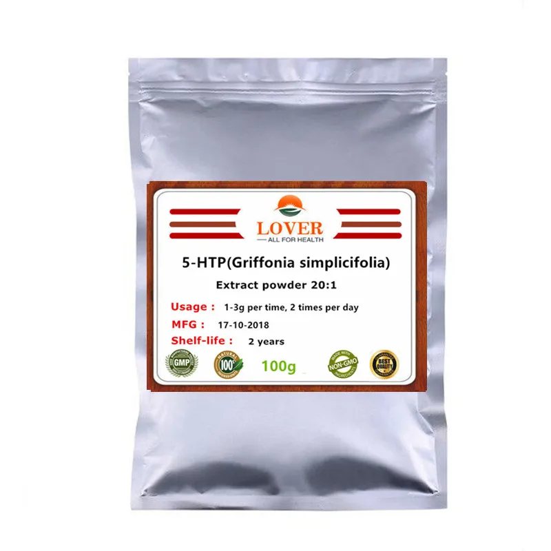 100-1000g 5HTP, Griffonia Экстракт Griffonia simplicifolia порошок 20:1, антидепрессанты и транквилизаторы, снять стресс и улучшают сон
