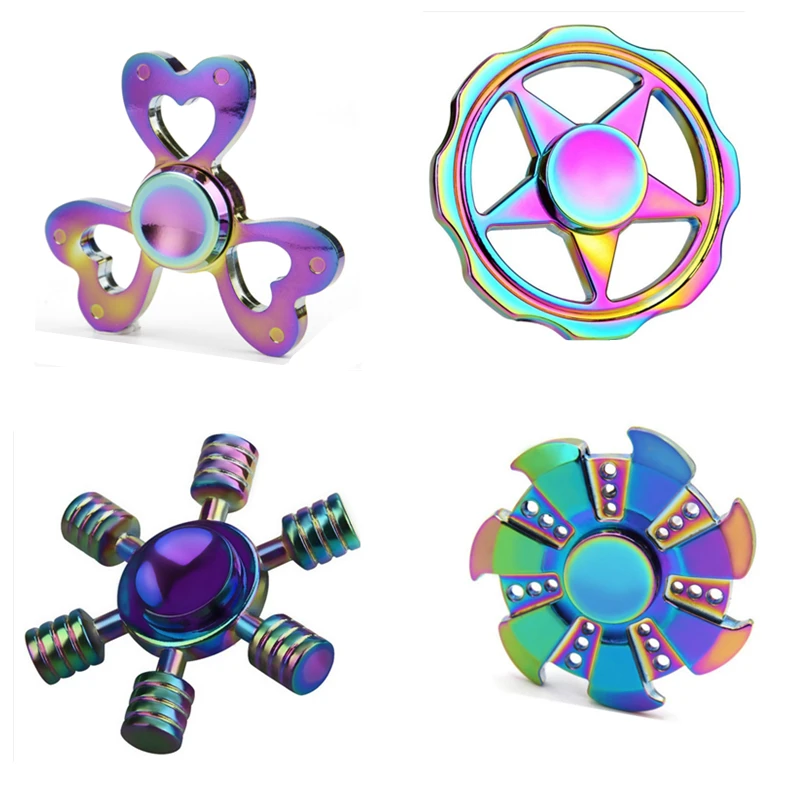 Новый ручной Спиннер EDC Fidget Spinner Металлический Радужный антитревожная игрушка