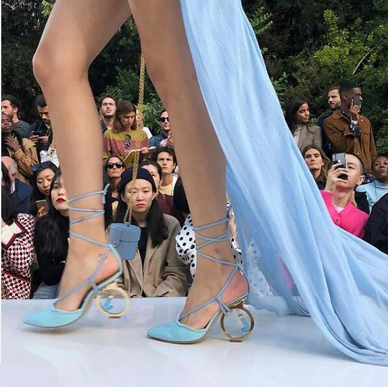 Туфли без задника из овечьей кожи для подиума босоножки на высоком каблуке