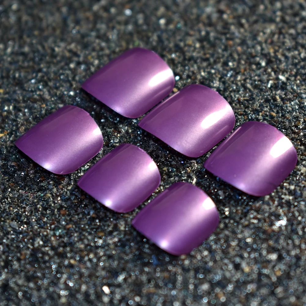 Мерцающие глянцевые виноградные фиолетовые акриловые ногти Типсы для ногтей