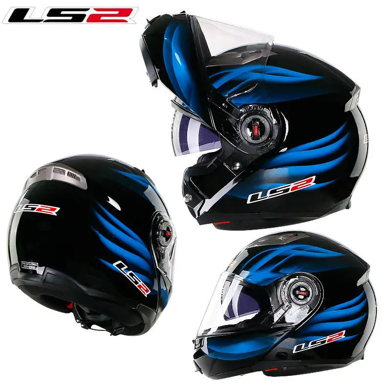 Blue Dream LS2 ff370 флип-ап мото rcycle шлем casco de moto кафе шлем для гонщика анфас двойной объектив козырек capacetes de moto ciclista ECE - Цвет: Blue Dream
