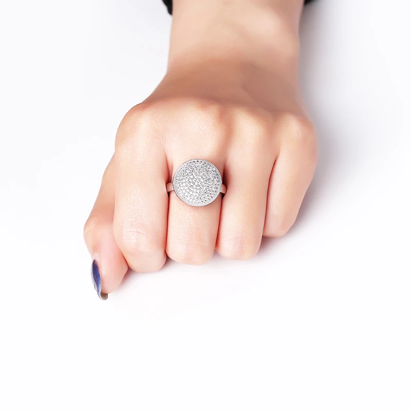 Женское кольцо на палец FLOLA Jewely золотистое с круглой прозрачной циркониевой