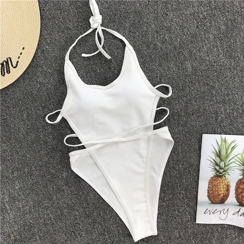 Женский сексуальный цельный купальник танга купальные костюмы монокини с лямкой