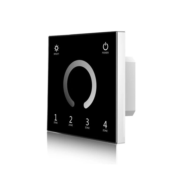 Black Светодиодная лента диммер 220V Высокое напряжение настенное крепление сенсорная панель 2,4G RF беспроводной пульт дистанционного управления DMX512 4 зоны Led одноцветная полоса диммер - Цвет: Black
