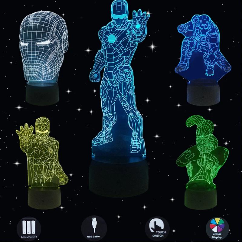 Hero светодиодный 3D ночник Звездные войны креативная настольная лампа настольная сенсорная Usb зарядка Домашнее освещение Bulbing 7 цветов Изменение Luminaria