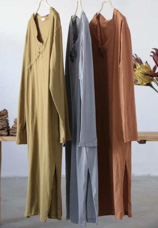 Платье с длинным рукавом ARANSUE длинное платье на кнопках свободные китайские