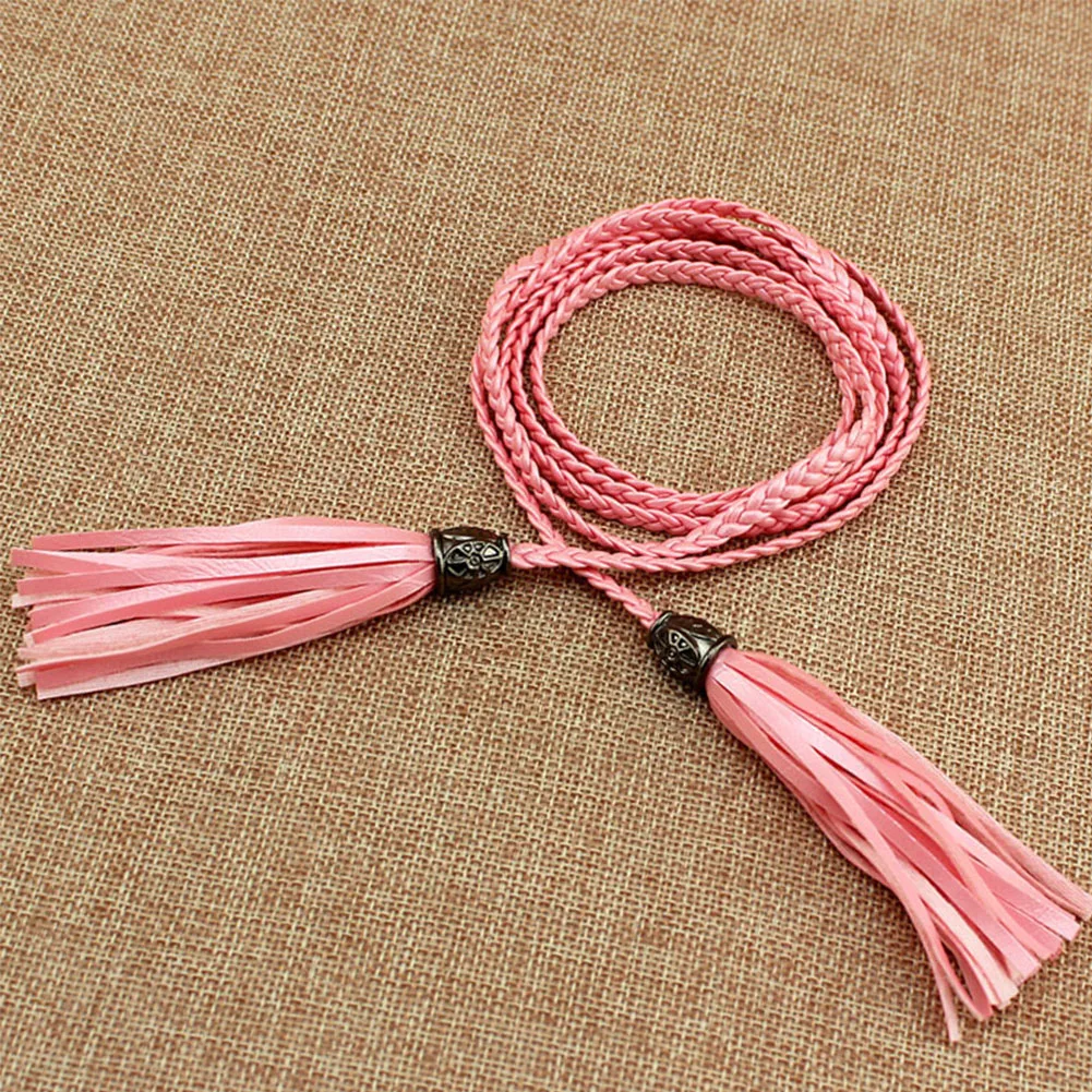 Тонкий декоративный женский поясной ремень из искусственной кожи узкий плетеный