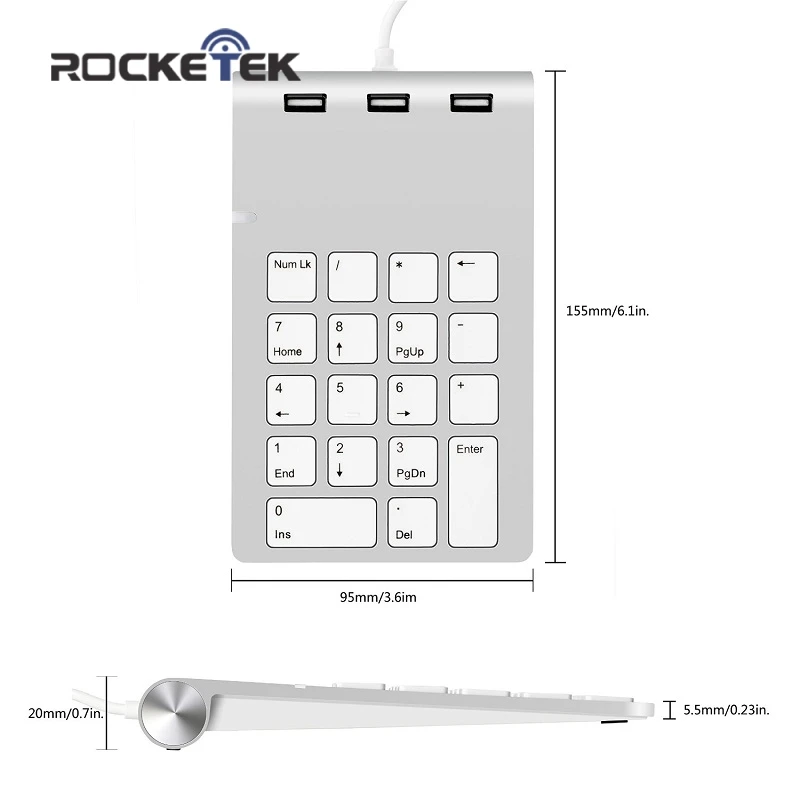 Rocketek USB 2 0 концентраторы цифровая клавиатура 18 клавиш мини для цифровой