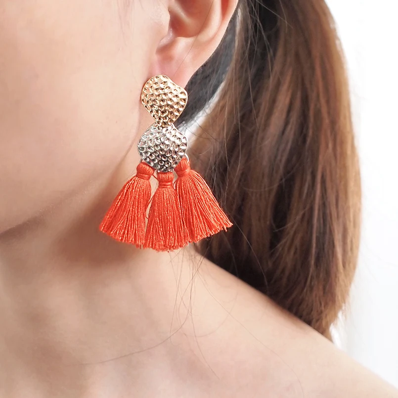 MANILAI, Винтажные серьги с кисточками для женщин, Boho, золотой, серебряный цвет, неправильные, сплав, бахрома, висячие серьги, массивные украшения