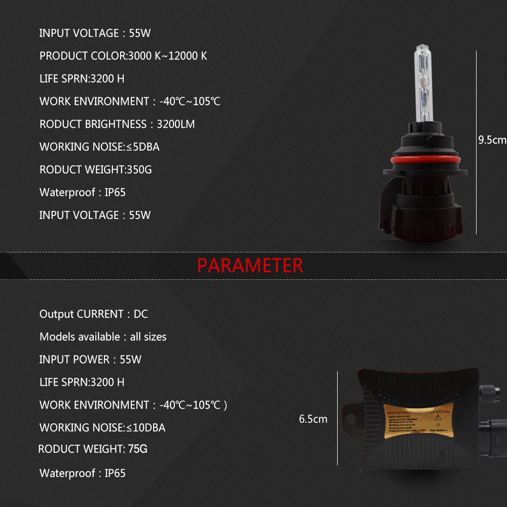 LOAUT HID DC сменная фара 9007 12В противотуманная Автомобильная Hi/Lo луч 3000 K 12000 ходовой