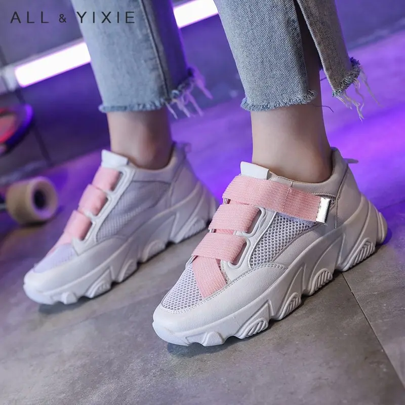 Женская повседневная обувь на высоком каблуке YIXIE белые дышащие кроссовки