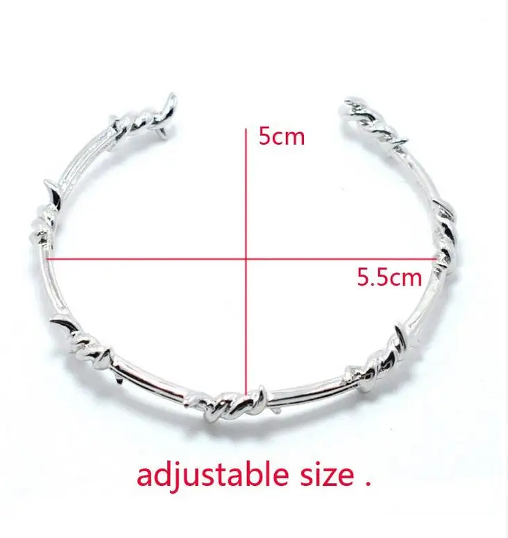 Мужской Открытый Браслет-манжета твист шипы проволока Pulsera титановая сталь геометрический браслет браслеты 16-20 см колючие украшения