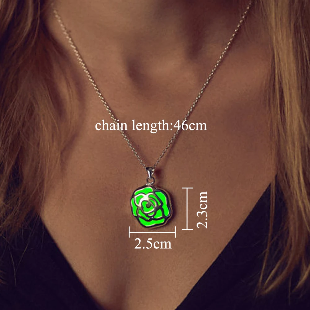 Модный женский креативный светящийся кулон в виде розы с вырезами темноте