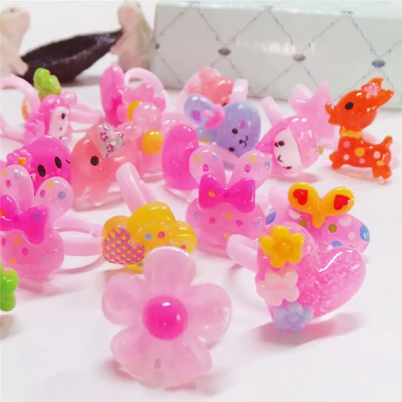 Детские кольца 10 шт./лот милый дизайн цветок фрукты модные ювелирные изделия