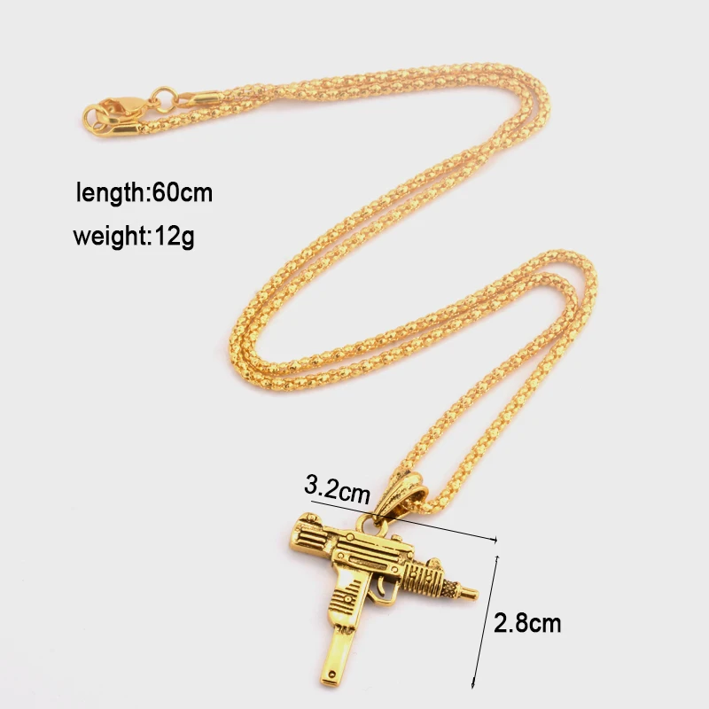 3 цвета аксессуары модные горячие пистолета ружья УЗИ ожерелья для мужчин хип хоп