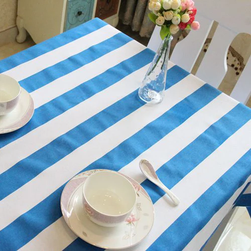 Mediterranean style blue and white striped canvas table cloth cotton many sizes | Дом и сад