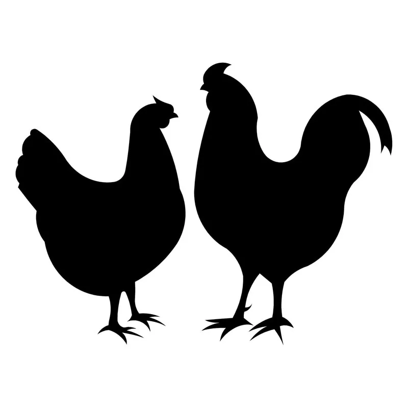 

14*10.5CM Chicken & Rooster Lovely Couple Car Styling Creative Vinyl Car Stickers And Decal Black/Silver S1-2467