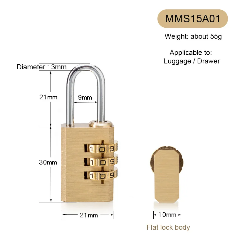 MMS15A01 Высокое качество, замок с паролем, Твердый латунный Cadeado, цифровой комбинированный замок с паролем, уличный шкафчик, медный, нержавеющая сталь - Цвет: MMS15A01