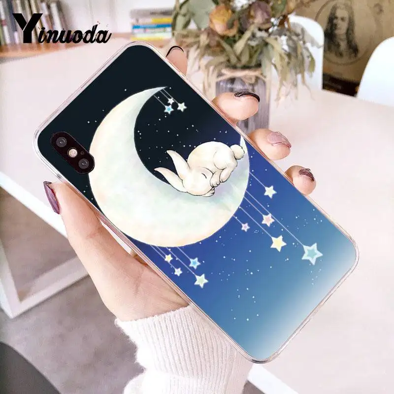 Yinuoda для iPhone 7 6 X чехол Кролик на Луне Прозрачный чехол для телефона чехол для iPhone 8 7 6S Plus X 5 5S SE XR XS XSMAX