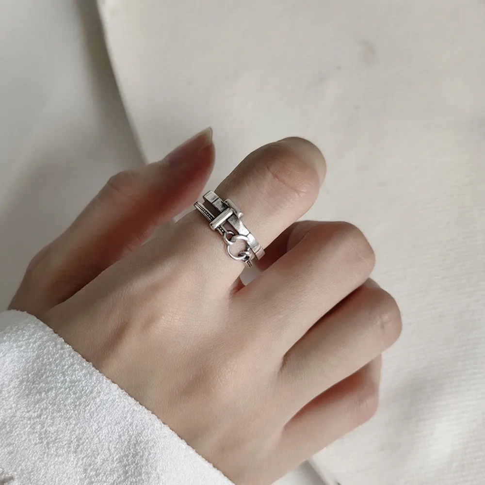 Винтажное античное серебро 925 пробы Двухслойное кольцо капитал инициал