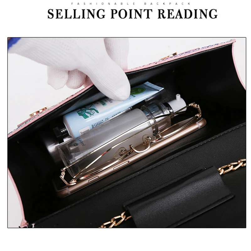 2019 высокое качество кожаная сумка для женщин Мода блесток небольшой площади леди