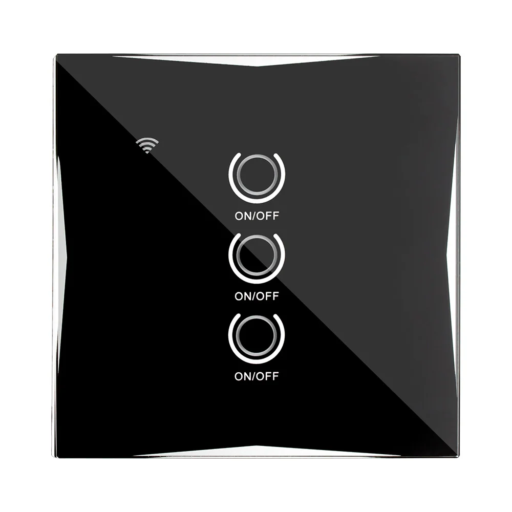 Black 3-Gang Wi-Fi, умный светильник сенсорный выключатель Панель настенный прерыватель 1/2/3 приложение Tuya/приложение Smart Life работает с Google Home/Alexa Голосовое управление Управление - Цвет: Black 3-Gang