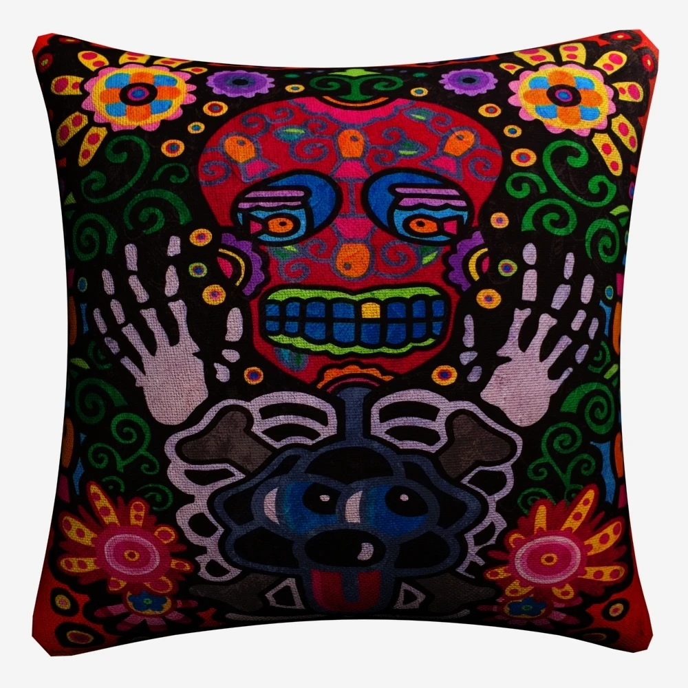 Психоделический череп цветы мягкие хлопковые льняные наволочки 45x45 см винтажная