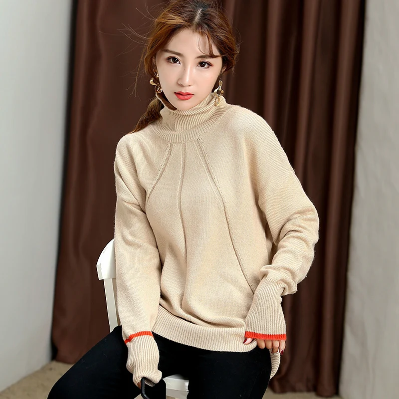 Осенне-зимний кашемировый свитер женский свободный короткий пуловер с высоким