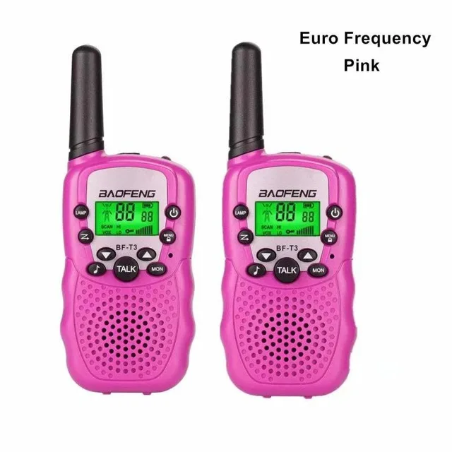 2 шт. мини Baofeng BF-T3 портативная рация 8/22 каналов для детей двухстороннее радио 10 тонов вызова КВ трансивер коммуникатор T3 - Цвет: 2 Pink EURO