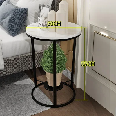 Louis Fashion Simple Marble Small Tea Table Scandinavia Leisure Round Sofa Corner Room Balcony Bed Iron Art - Цвет: black