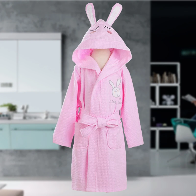 Халат вафельный детский с капюшоном 100% хлопок летняя одежда для сна|Халаты| |